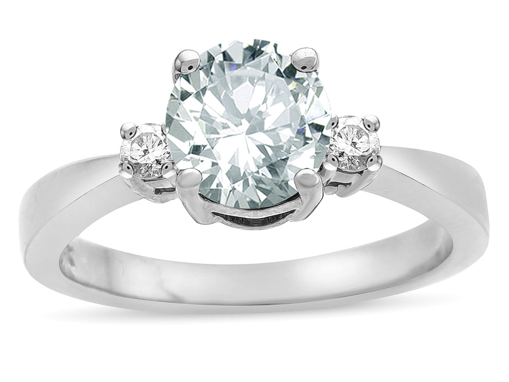 Tommaso Design Genuine White Topaz 3 stone Engagement Ring