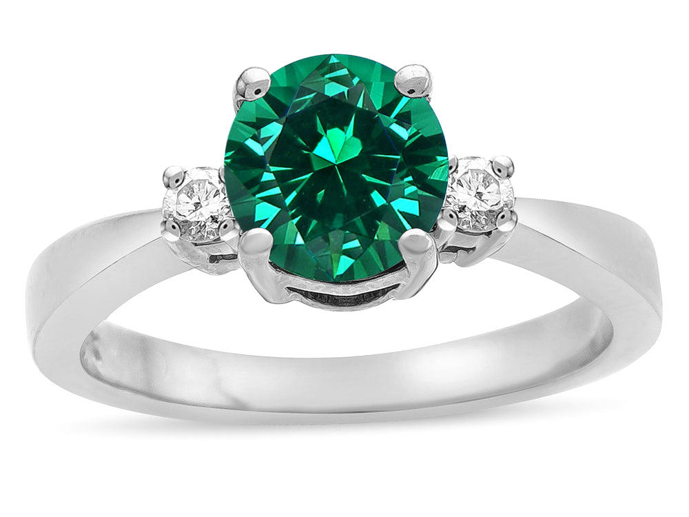 Tommaso Design Round 7mm Simulated Emerald And Engagement Ring