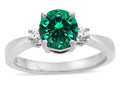 Tommaso Design Round 7mm Simulated Emerald And Engagement Ring