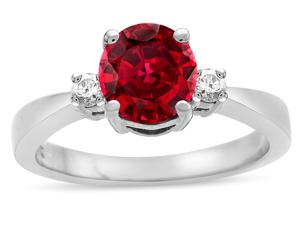 Tommaso Design Round 7mm Created Ruby Engagement Ring