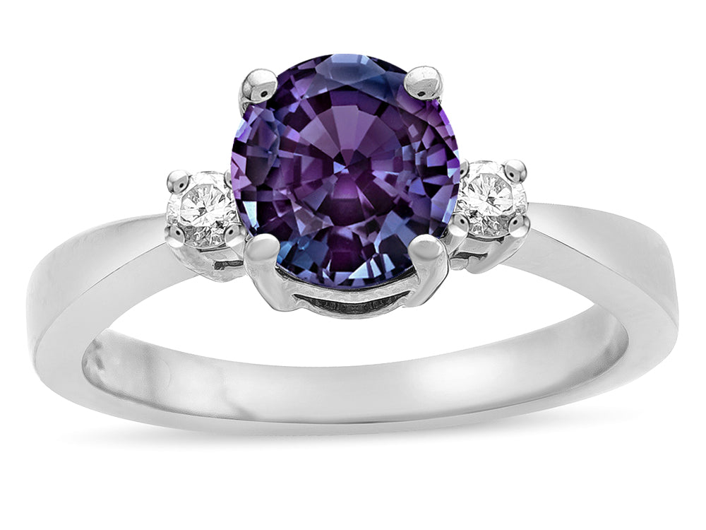 Tommaso Design Round 7mm Simulate Alexandrite Engagement Ring