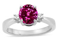 Tommaso Design Round 7mm Simulated Pink Tourmaline Engagement Ring