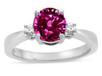 Tommaso Design Round 7mm Simulated Pink Tourmaline Engagement Ring