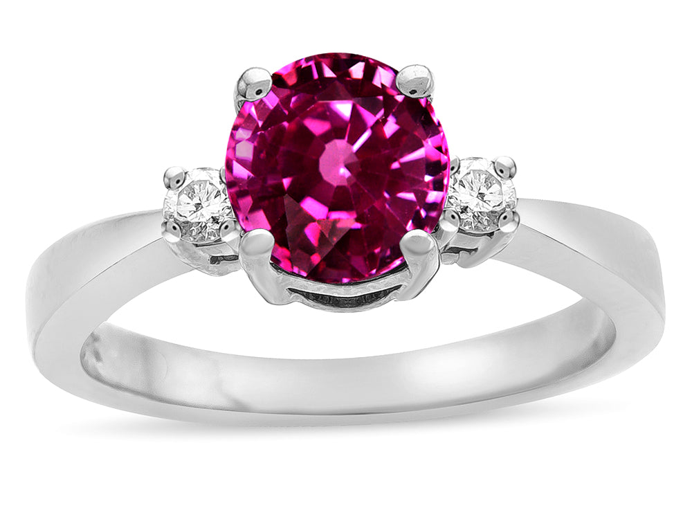 Tommaso Design Round 7mm Simulated Pink Tourmaline Engagement Ring