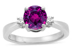 Tommaso Design Round 7mm Genuine Rhodolite Engagement Ring
