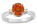 Tommaso Design Round 7mm Simulated Orange Mexican Fire Opal Engagement Ring