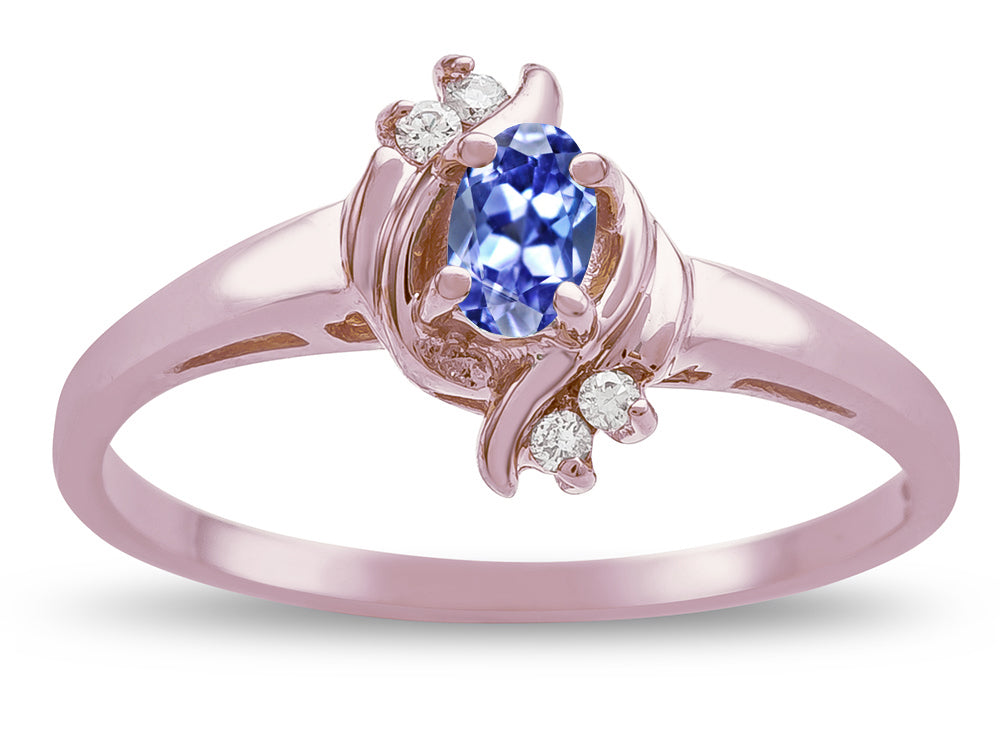 Star K ™ Small Oval 5x3mm Genuine Tanzanite Bypass Ring