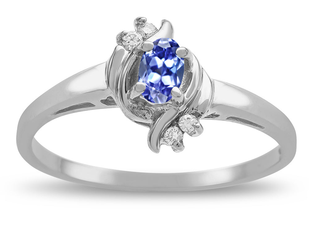 Star K  Small Oval 5x3mm Genuine Tanzanite Bypass Ring