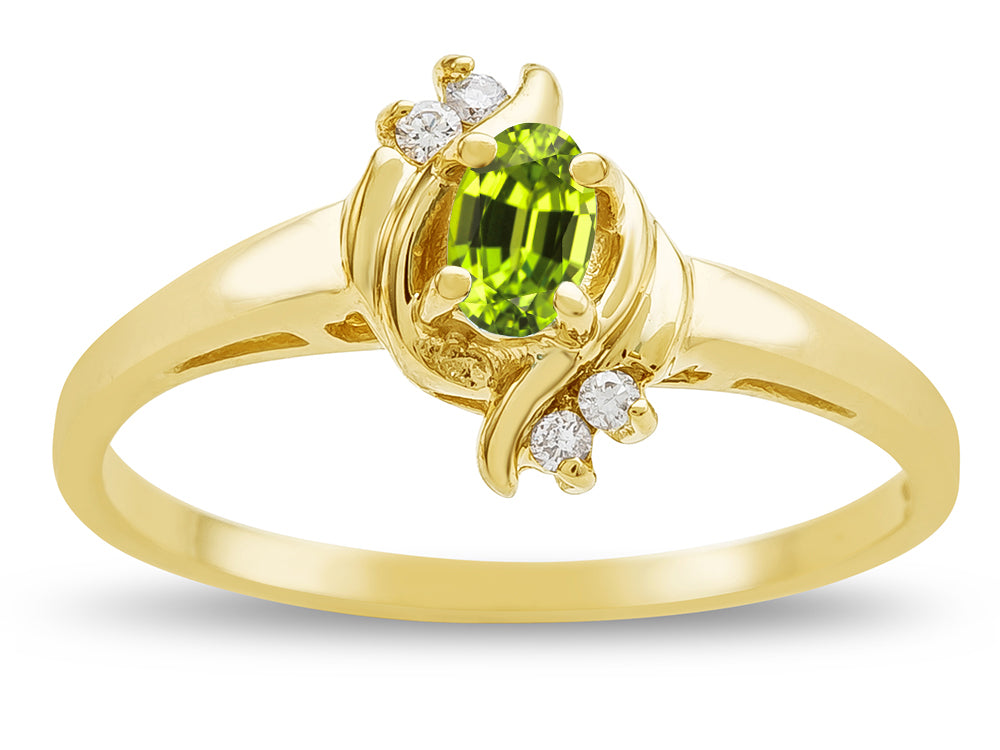 Star K ™ Small Oval 5x3mm Genuine Peridot Bypass Ring