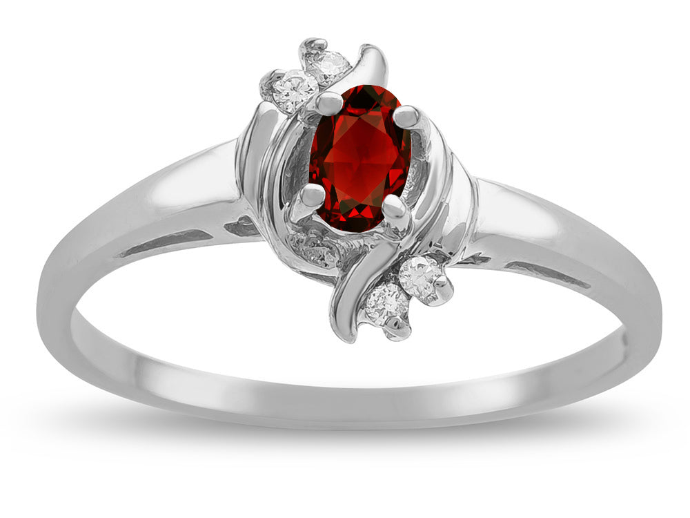 Star K  Small Oval 5x3mm Genuine Garnet Bypass Ring