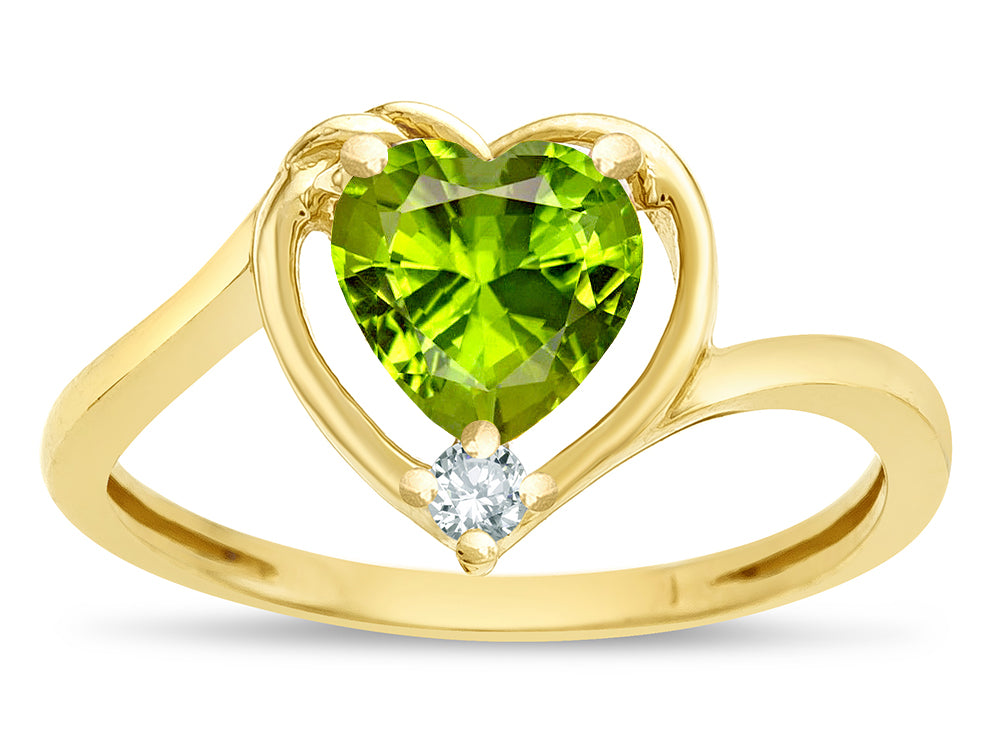 Star K ™ Heart Genuine Peridot Bypass Love Knot Promise Ring