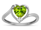 Star K ™ Heart Genuine Peridot Bypass Love Knot Promise Ring