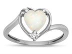 Star K  Heart Genuine Opal Bypass Love Knot Promise Ring