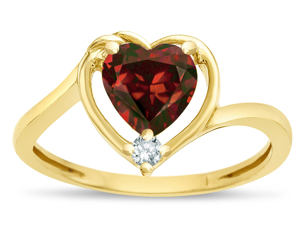 Star K  Heart Genuine Garnet  Bypass Love Knot Promise Ring