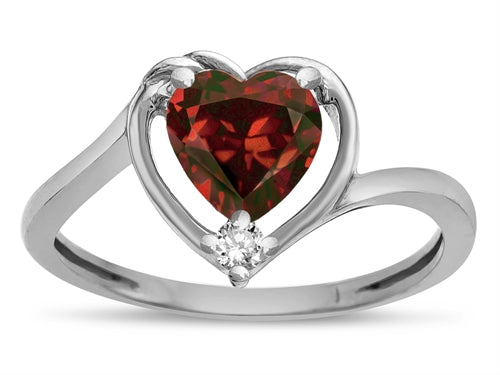 Star K  Heart Genuine Garnet  Bypass Love Knot Promise Ring