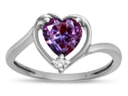 Star K  Heart Simulated Alexandrite Bypass Love Knot Promise Ring
