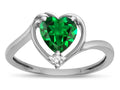 Star K  Heart Simulated Emerald Bypass Love Knot Promise Ring