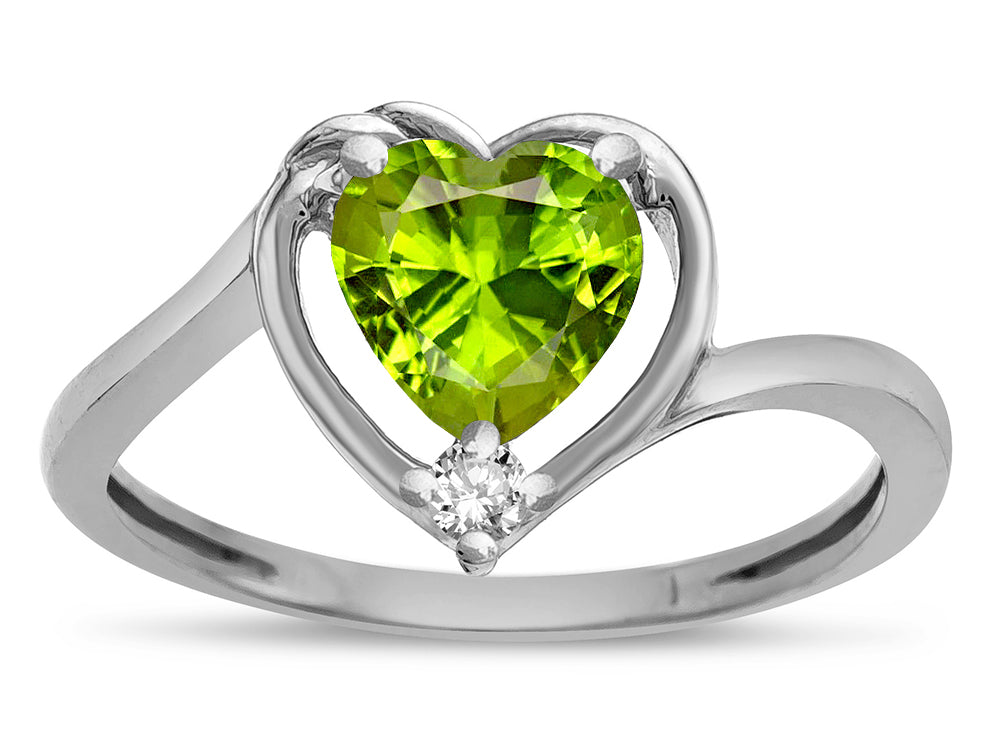 Star K  Genuine Peridot Heart Bypass Love Knot Promise Ring