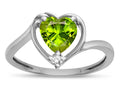 Star K  Genuine Peridot Heart Bypass Love Knot Promise Ring