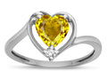 Star K  Genuine Citrine Heart Bypass Love Knot Promise Ring