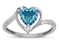 Star K  Genuine Blue Topaz Heart Bypass Love Knot Promise Ring