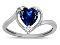 Star K  Created Sapphire Heart Bypass Love Knot Promise Ring