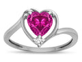 Star K  Simulated Pink Tourmaline Heart Bypass Love Knot Promise Ring