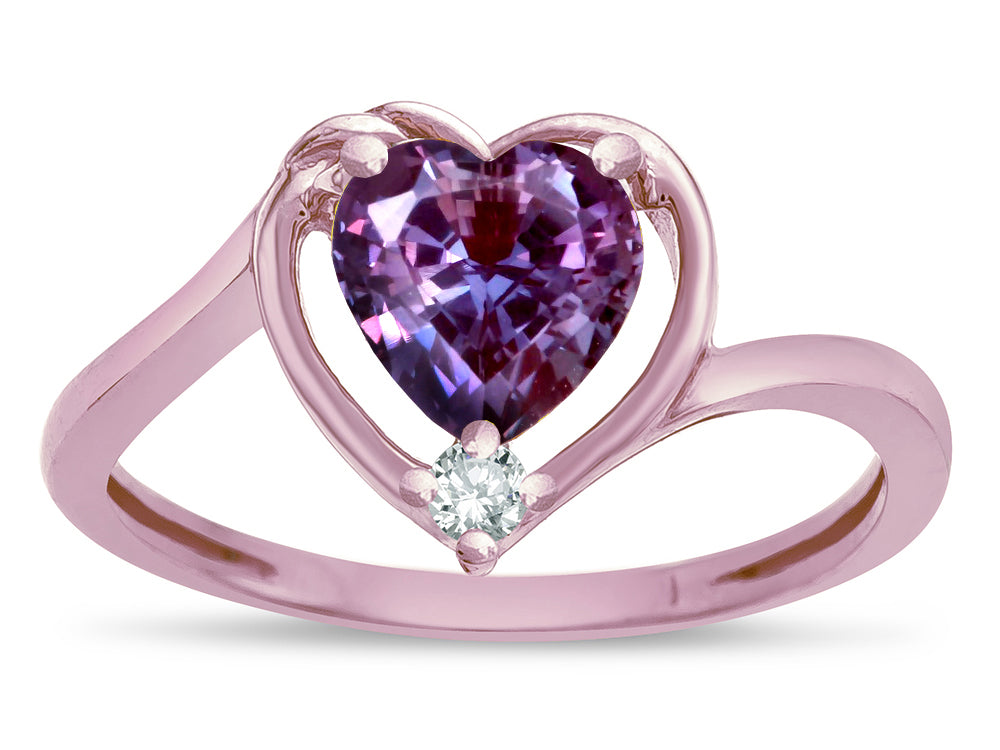 Star K ™ Simulated Alexandrite Heart Bypass Love Knot Promise Ring