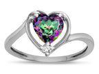 Star K  Mystic Rainbow Topaz Heart Bypass Love Knot Promise Ring 10 x 9mm