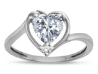 Star K  Genuine White Topaz Heart Bypass Love Knot Promise Ring