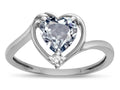 Star K  Heart Genuine Aquamarine Bypass Love Knot Promise Ring