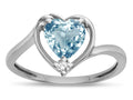 Star K  Heart Genuine Sky Blue Topaz Bypass Love Knot Promise Ring