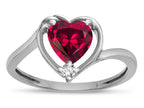 Star K  Heart Created Ruby Bypass Love Knot Promise Ring