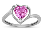 Star K  Created Pink Sapphire Heart Bypass Love Knot Promise Ring