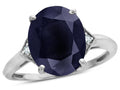 Star K  Large Oval 12x10 Black Sapphire 3 Stone Trillion Setting Ring