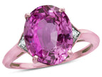 Star K ™ Large Oval 12x10 Simulated Pink Tourmaline 3 Stone Trillion Setting Ring