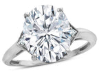 Star K  Large Oval 12x10 White Topaz 3 Stone Trillion Setting Ring