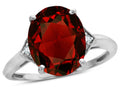 Star K  Large Oval 12x10 Genuine Garnet 3 Stone Trillion Setting Ring