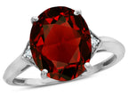 Star K  Large Oval 12x10 Genuine Garnet 3 Stone Trillion Setting Ring