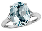 Star K  Large Oval 12x10 Simulated Aquamarine 3 Stone Trillion Setting Ring