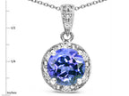 Star K Round 7mm Simulated Tanzanite Classic Halo Pendant Necklace