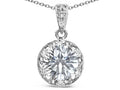 Star K Round 7mm Genuine White Topaz Classic Halo Pendant Necklace