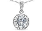 Star K Round 7mm Genuine White Topaz Classic Halo Pendant Necklace