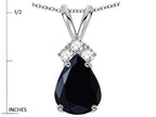 Star K Pear Shape 8x6mm Genuine Black Sapphire Rabbit Ear Pendant Necklace