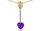 Star K 6mm Genuine Amethyst Heart Arrow Bar Pendant Necklace
