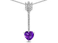 Star K 6mm Genuine Amethyst Heart Arrow Bar Pendant Necklace