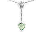 Star K 6mm Genuine Green Amethyst Heart Arrow Bar Pendant Necklace