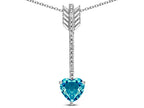 Star K 6mm Genuine Blue Topaz Heart Arrow Bar Pendant Necklace