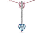 Star K 6mm Genuine Sky Blue Topaz Heart Arrow Bar Pendant Necklace