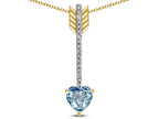 Star K 6mm Genuine Sky Blue Topaz Heart Arrow Bar Pendant Necklace